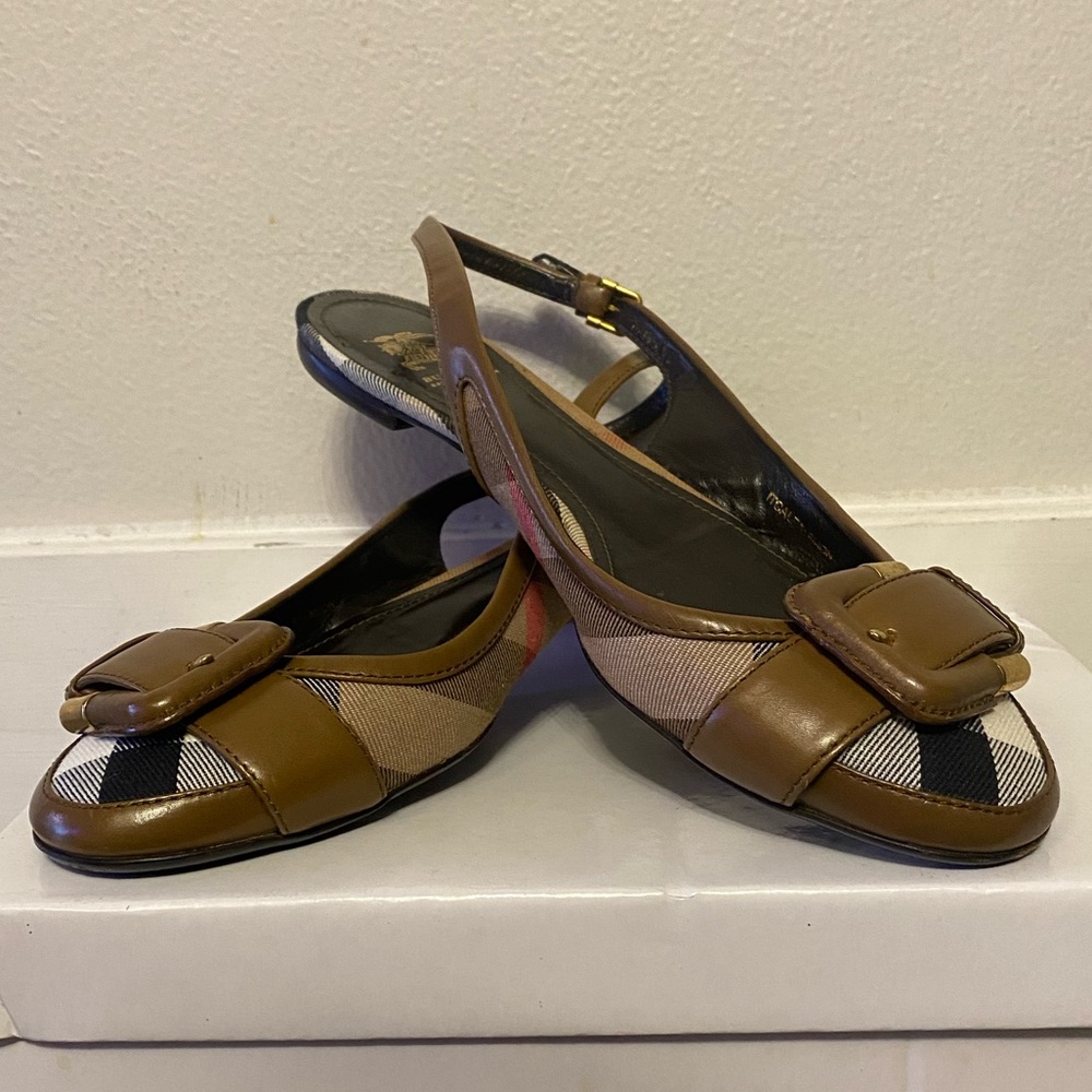 AUTHENTIC Burberry Nova Check Slingback Ballet Shoes, Size EU40